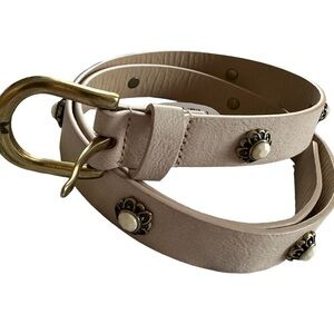 Narrow Darling Taupe Belt Man Made Material w/ Conchos Studs Fits 31”-37” Waist